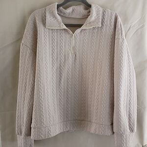 SHEIN Men's Textured Cream Zip-Up Sweater